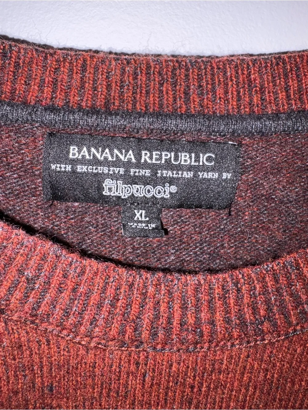Banana Republic by Filpucci Mens Sweater - Rust Red Sz:XL Made with Italian Yar